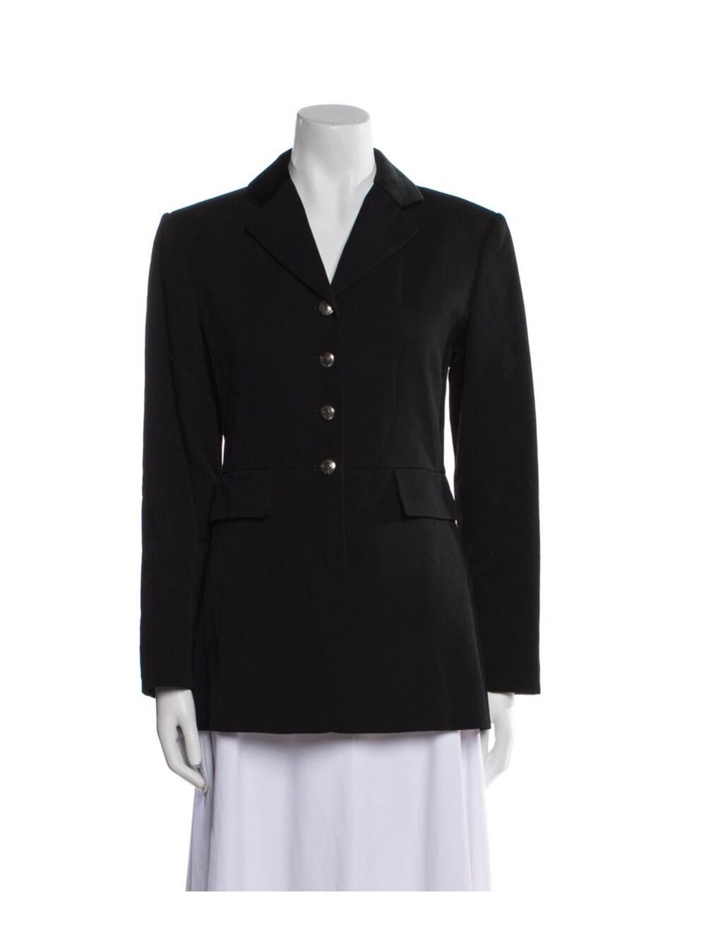 Hermes Women's Black 100% Wool Blazer Jacket Size FR 40 / US 8